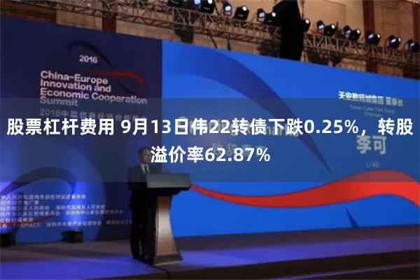 股票杠杆费用 9月13日伟22转债下跌0.25%，转股溢价率62.87%